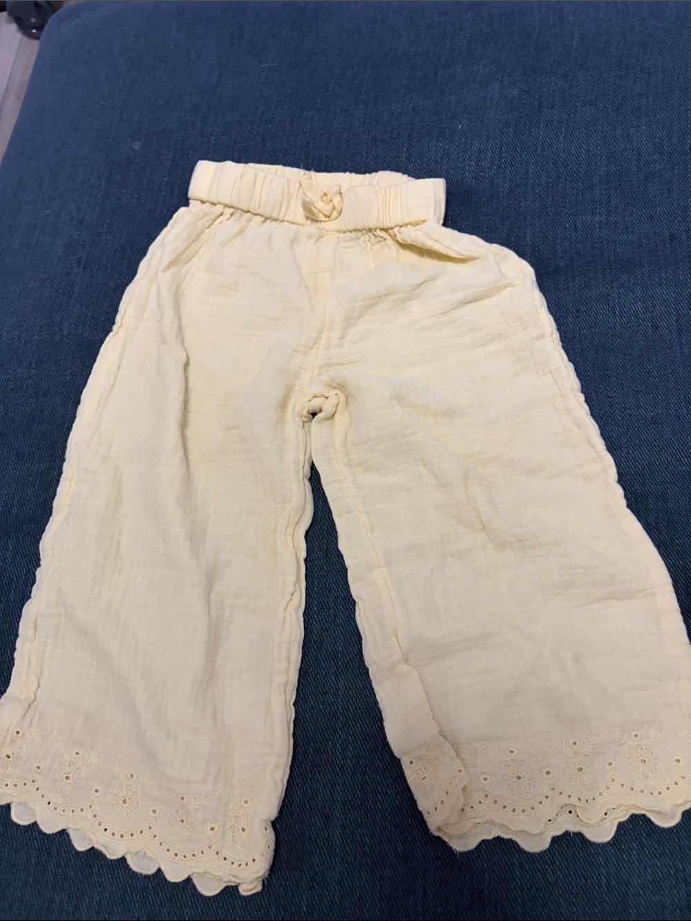 Primark Pale Yellow Girls' Eyelet Hem Cotton Trousers